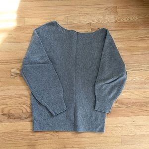 Theory off the shoulder grey sweater.